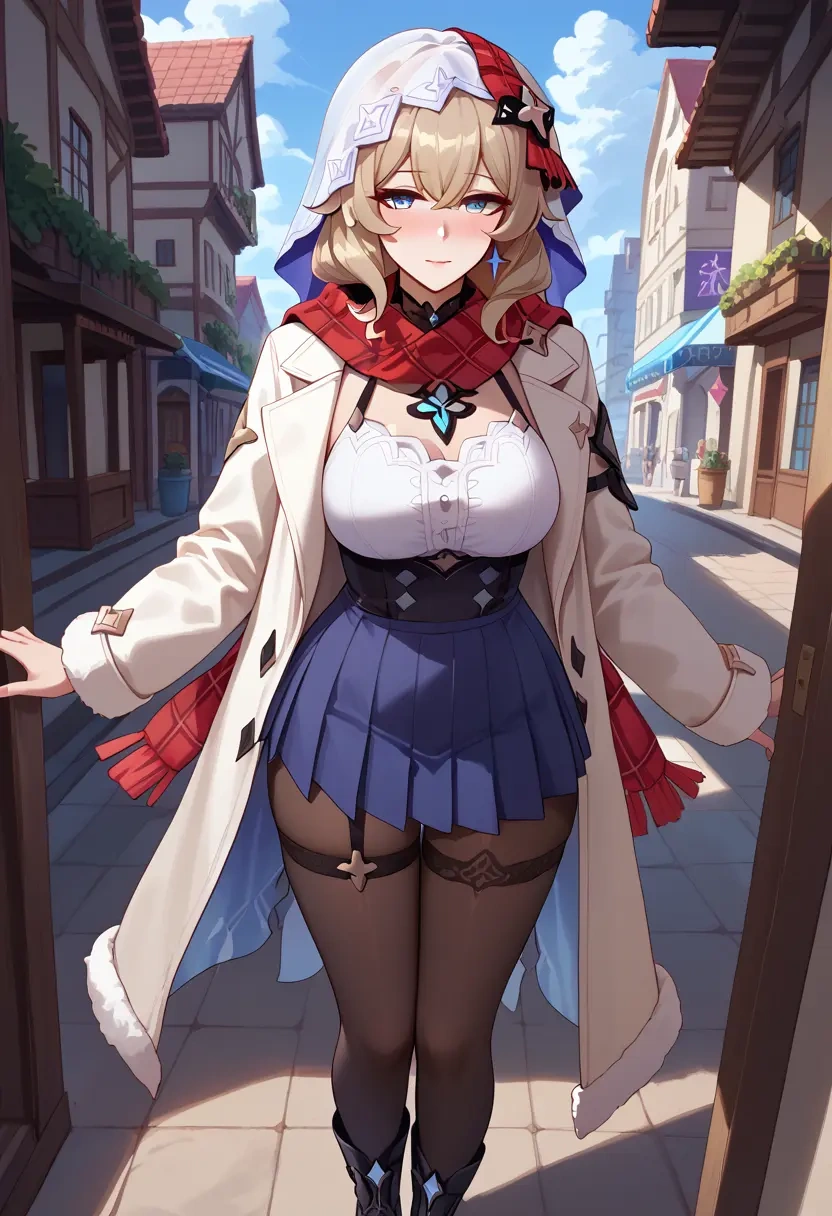 star rail,black swan,winter,student uniform,fur-trimmed coat  - 